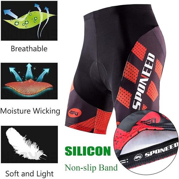 NWT sponeed Men's Cycling Shorts Padded Bicycle Riding Pants 3XL - Picture 4 of 12